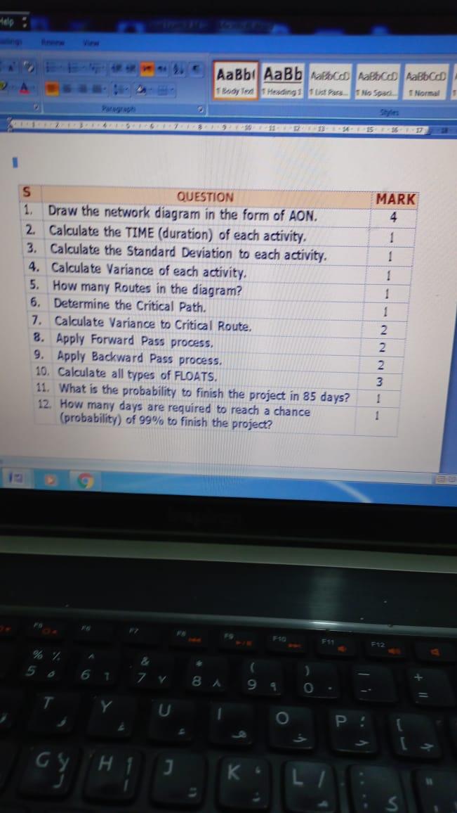 Aalbi AaBb www Body ten einges Paragraph QUESYION