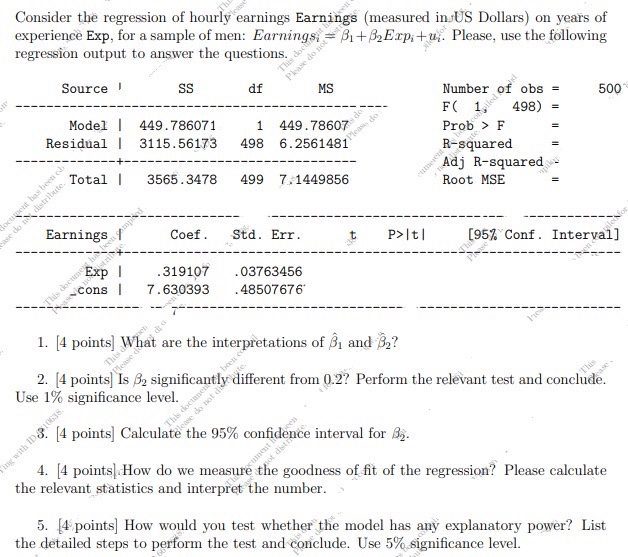 Please do SS df Please experience Exp, for a