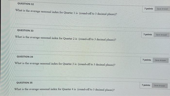 PROBLEM #3: The quarterly sales data for a gift