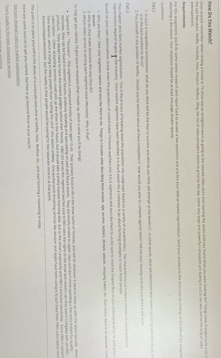 How Do You Watch Does anyone remember when