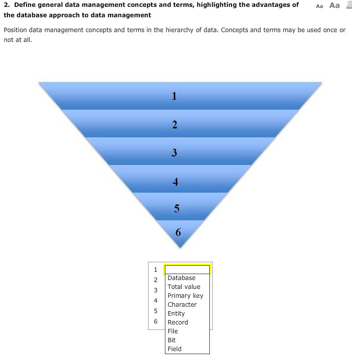 *options for each number are in the dropdown