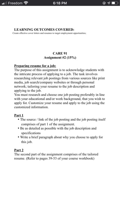 . Freedom 6:18 PM LEARNING OUTCOMES COVERED: