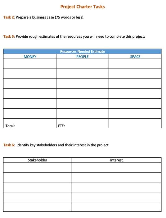 Project Charter Introduction You work for a small
