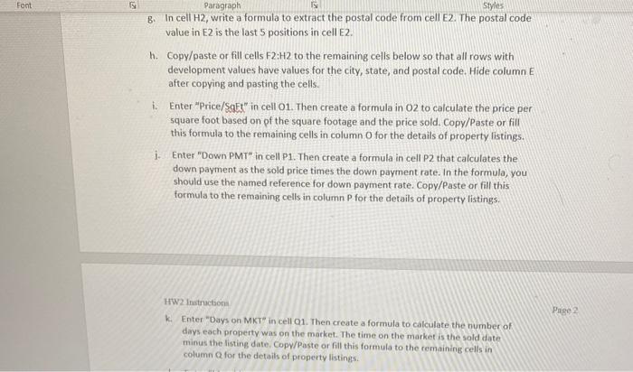 i need help with the formulas for f-q. c. Create