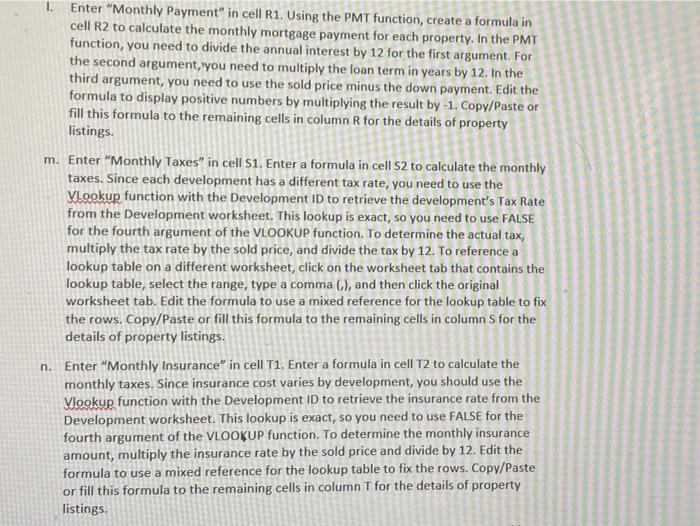 i need help with the formulas for f-q. c. Create