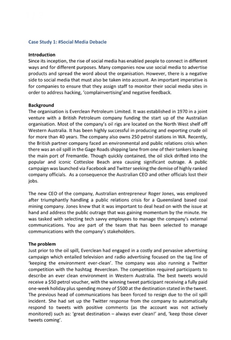 Case Study 1: #Social Media Debacle Introduction