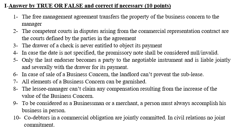 Need solution ASAP , LEBANESE Business Law