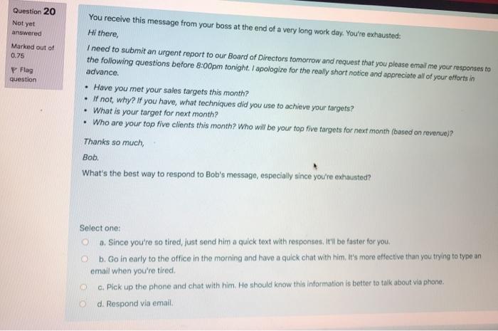 (Communications) Question 19 Not yet answered