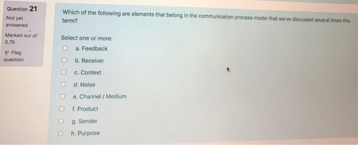 (Communications) Question 19 Not yet answered