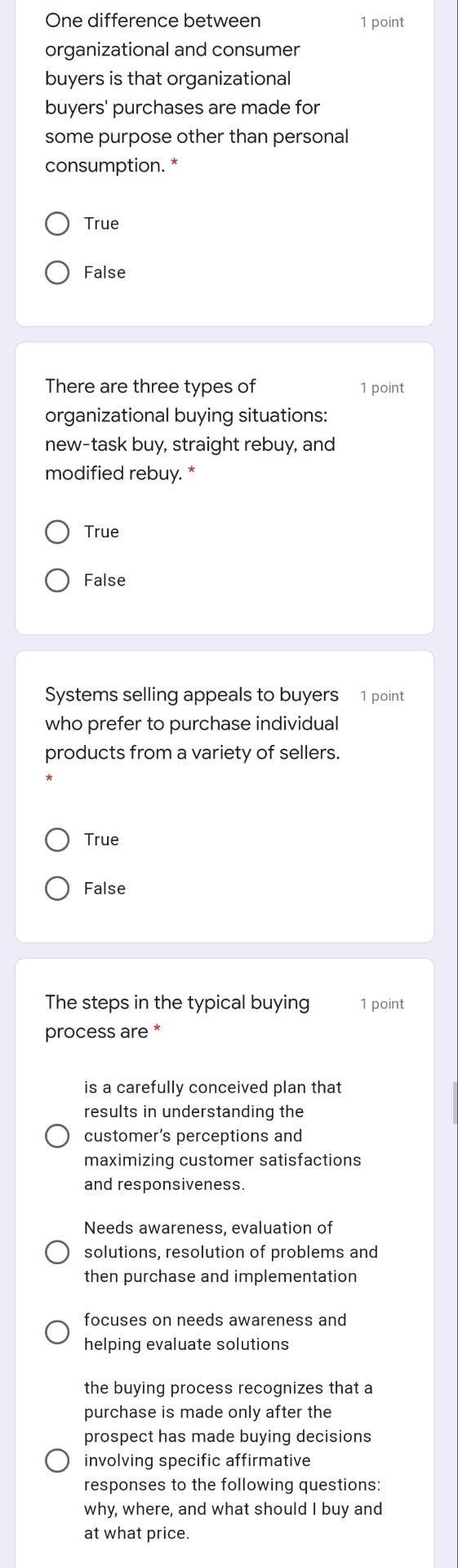 no explanation only answers 1 point One