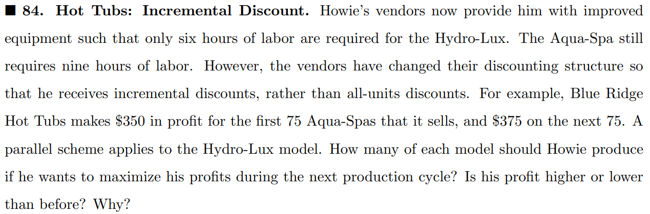 \ Just need answer to #84 | 84. Hot Tubs: