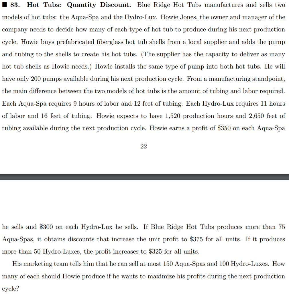 \ Just need answer to #84 | 84. Hot Tubs: