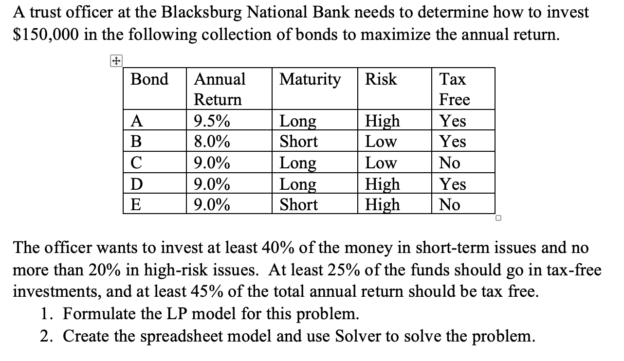 Solve the question by using excel: A trust
