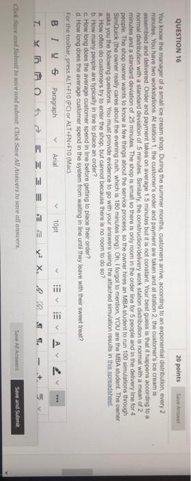 QUESTION 16 20 points suve Answer You know the