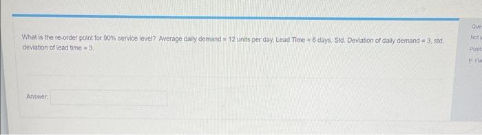 What is the re-order point for 90% service level?
