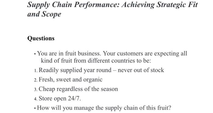 subject : International Supply Chain Management