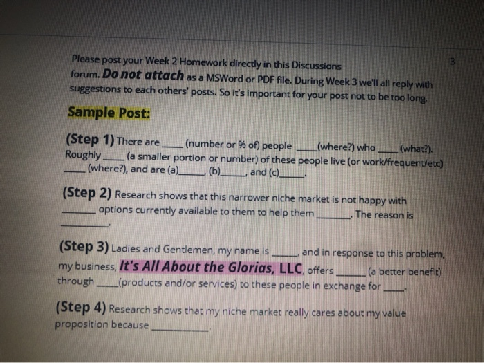 Please post your Week 2 Homework directly in this