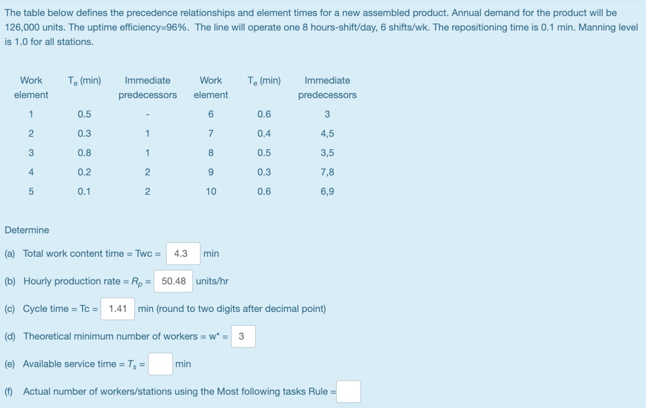 I need the answers for (e) to (l) please and