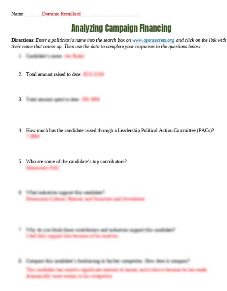 Name Dominic Remillard Analyzing Campaign