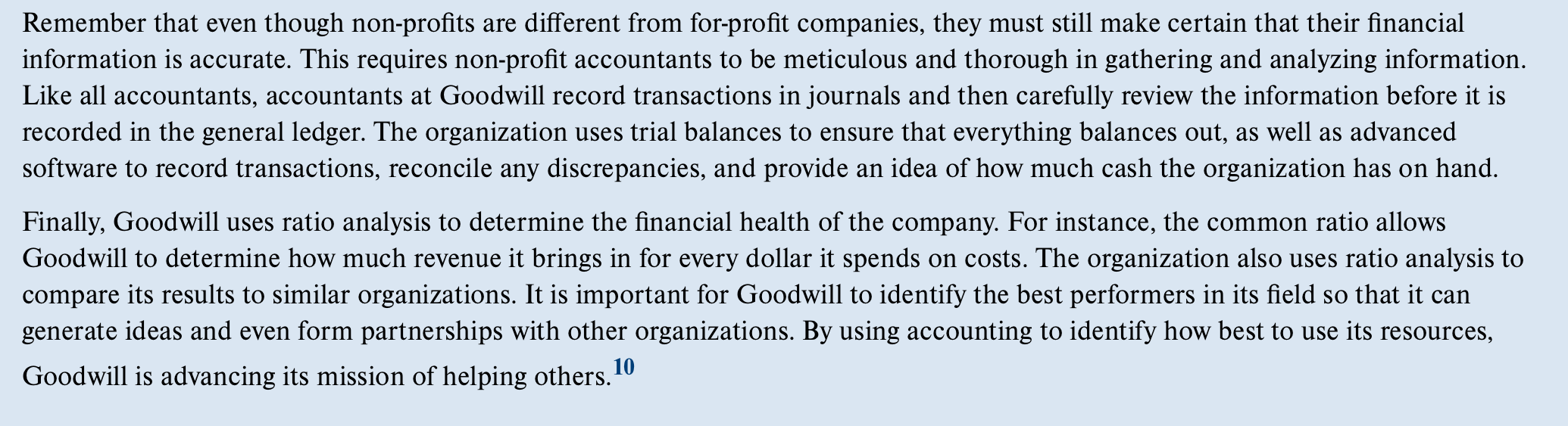 How can Goodwill use ratio analysis to improve