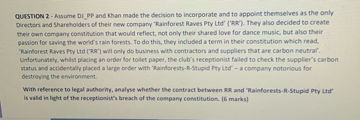 this is a law question QUESTION 2 - Assume DJ PP