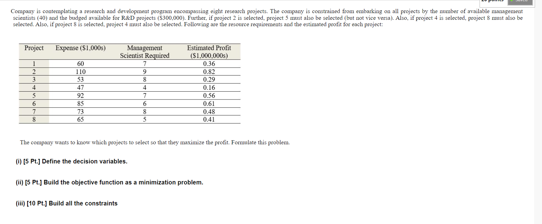 Company is contemplating a research and