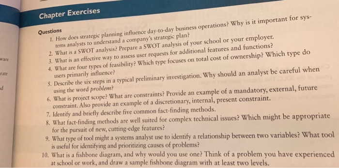 Chapter Exercises ware rate Questions 1. How does