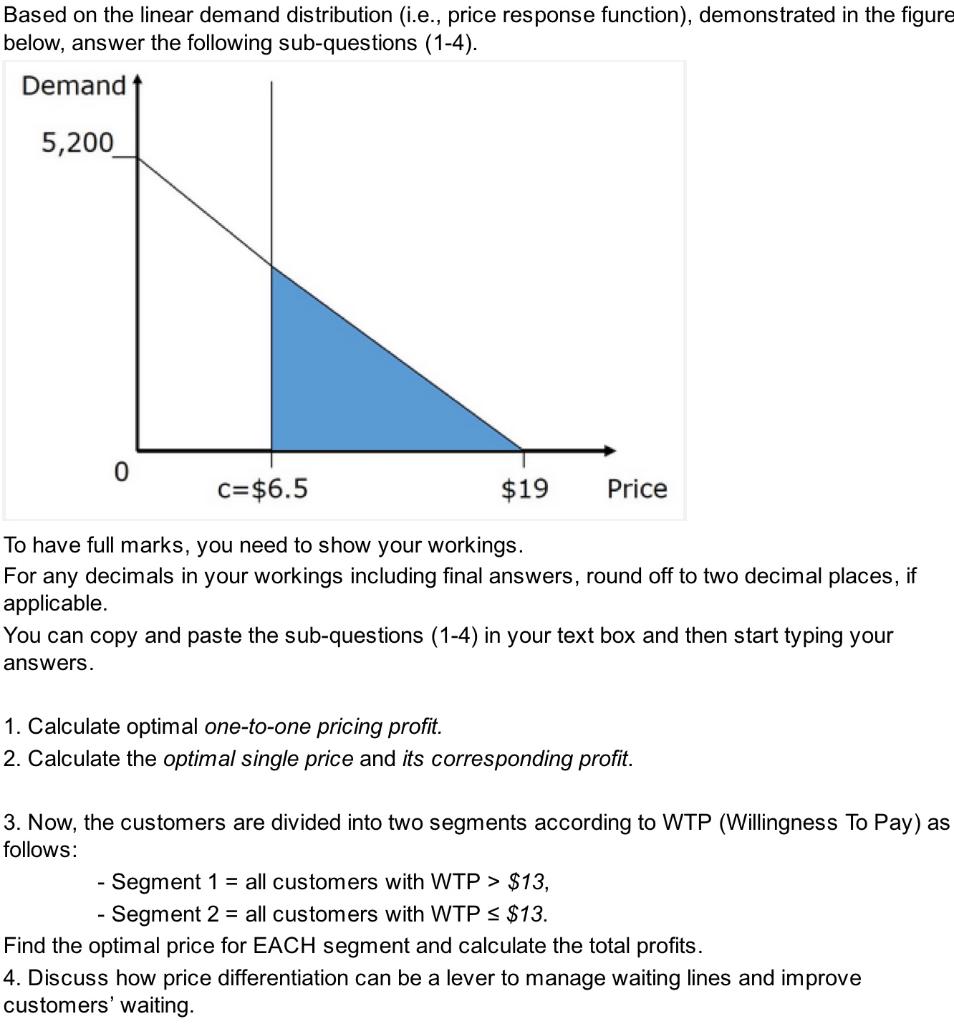 Based on the linear demand distribution (i.e.,