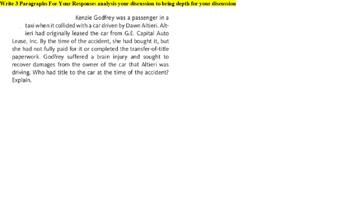 Write 3 Paragraphs For Your Response: analysis
