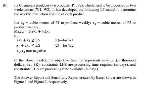 Fx Chemicals produces two products ( P1,P2),