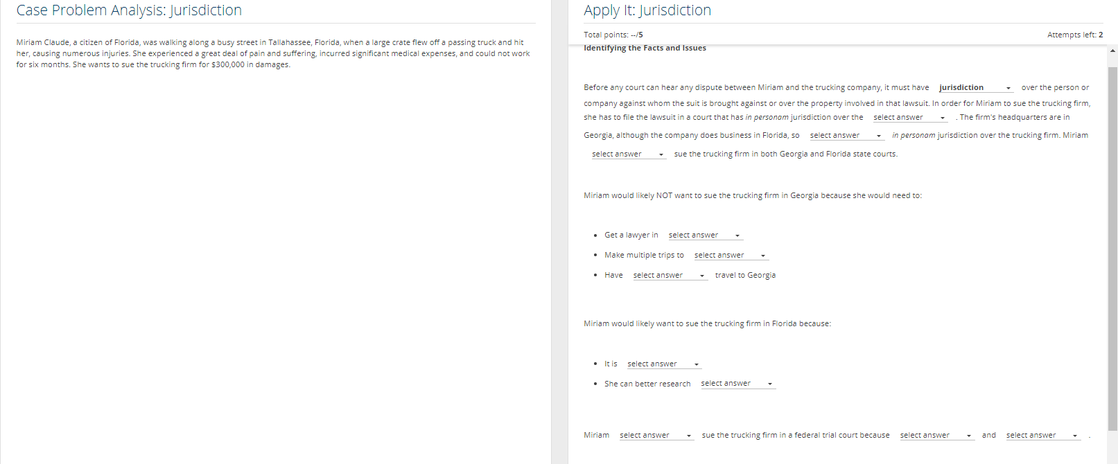 Case Problem Analysis: Jurisdiction Apply It: