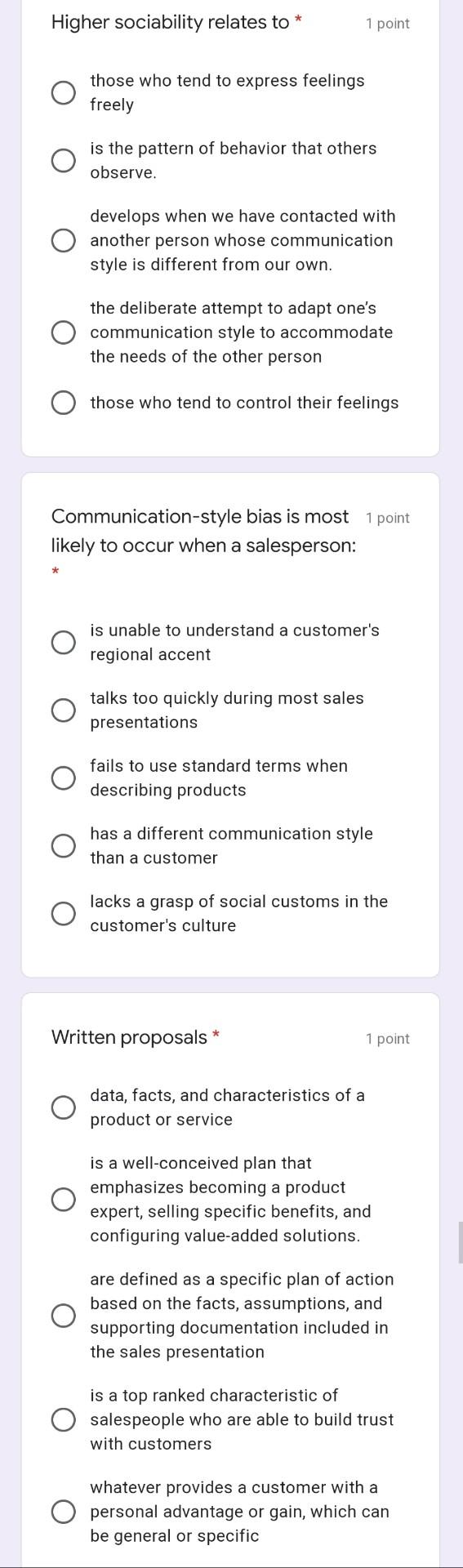 only answers no explanation Higher sociability
