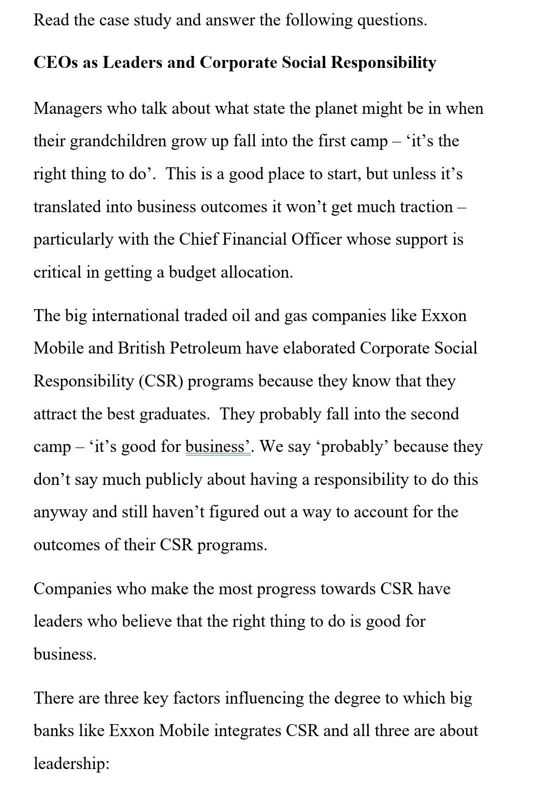 Read the case study and answer the following