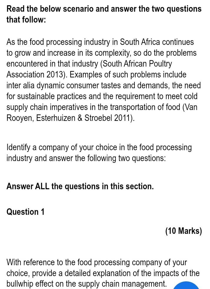 Read the below scenario and answer the two