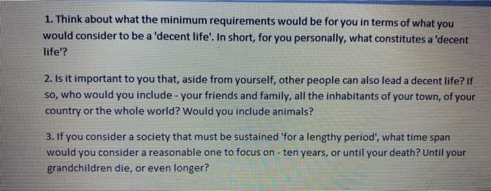 1. Think about what the minimum requirements