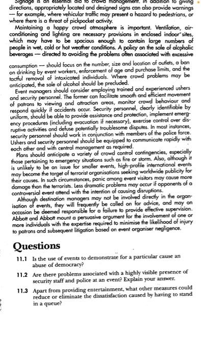 Crowd management One measure of event success is