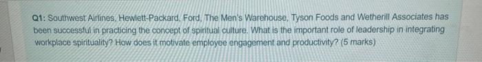 Q1: Southwest Airlines, Hewlett-Packard, Ford,