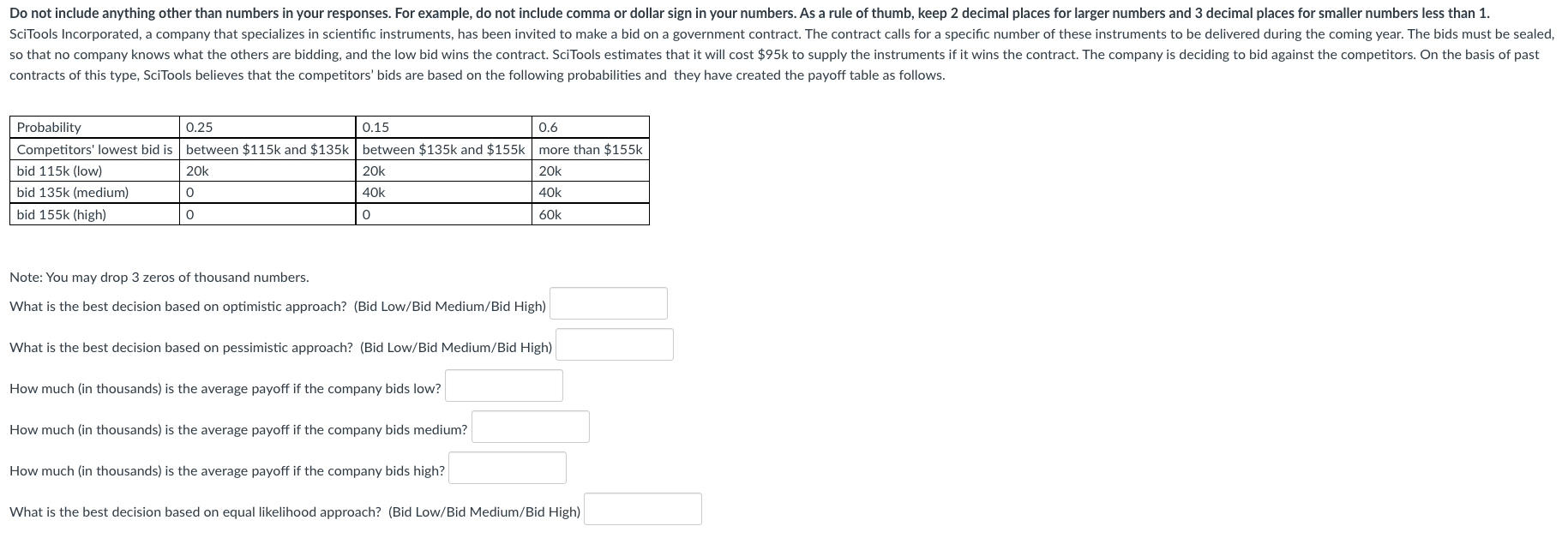 Do not include anything other than numbers in