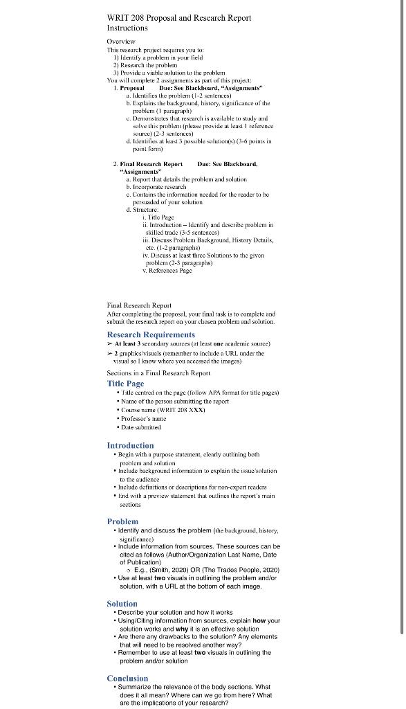 WRIT 208 Proposal and Research Report