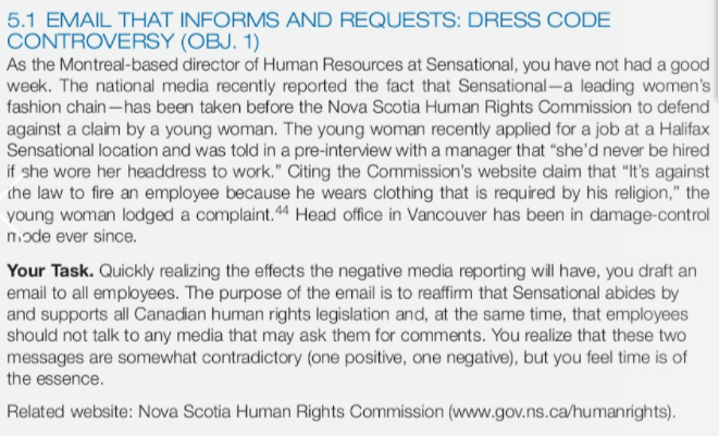 5.1 EMAIL THAT INFORMS AND REQUESTS: DRESS CODE