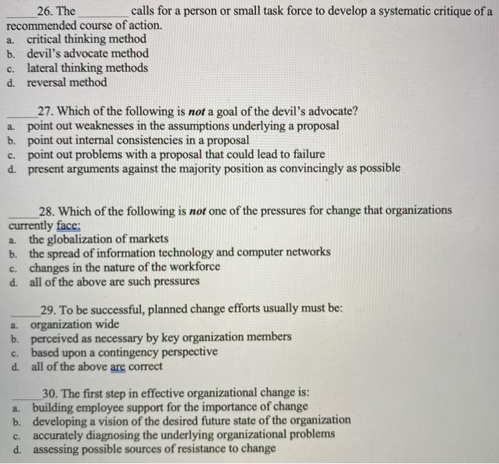 26. The calls for a person or small task force to