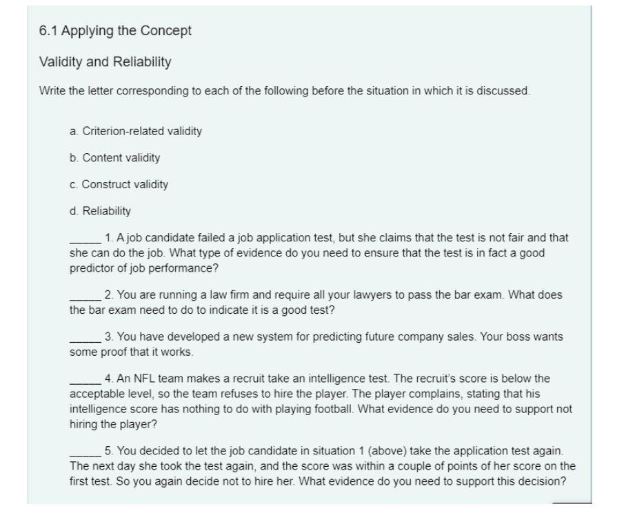 6.1 Applying the Concept Validity and Reliability