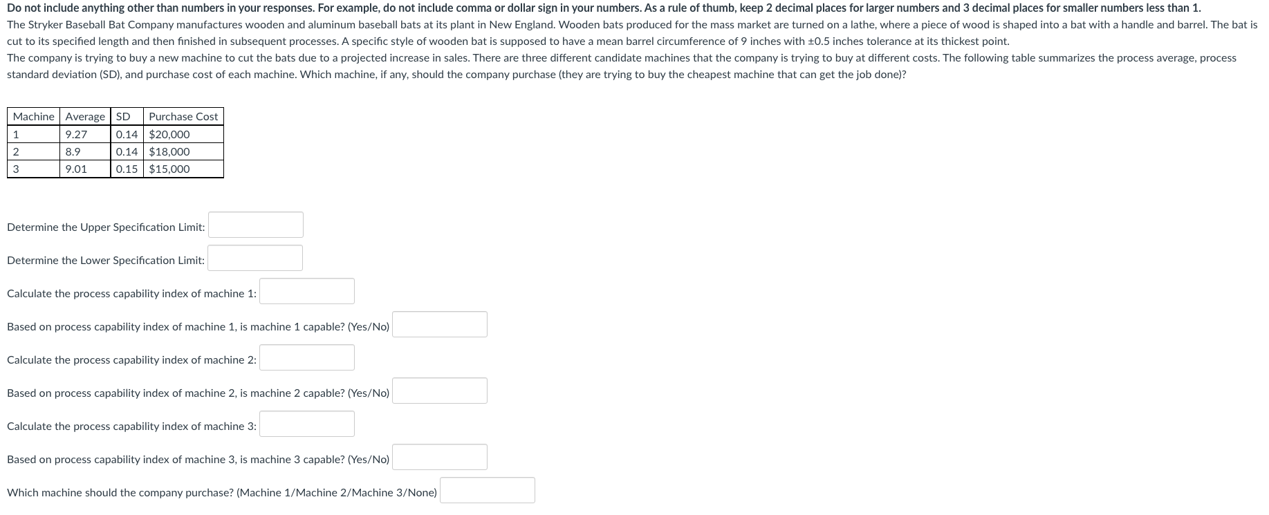 Do not include anything other than numbers in