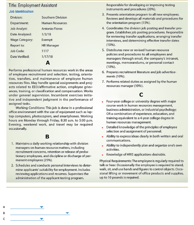 Human Resources class, A: B: C: Title: Employment