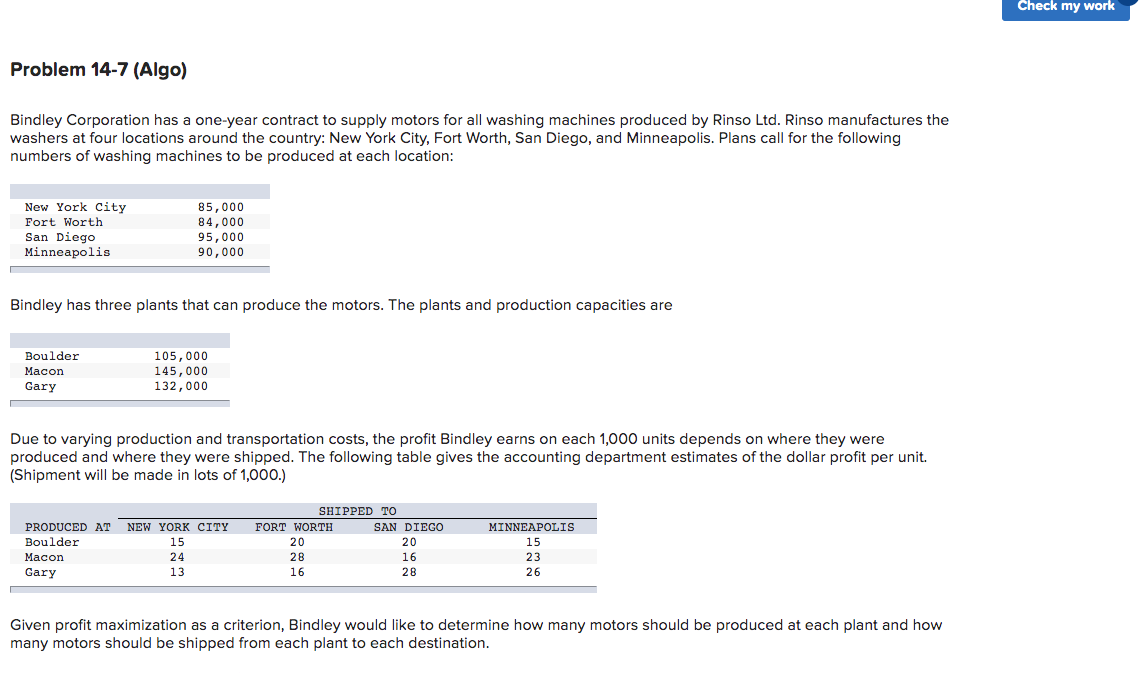 Check my work Problem 14-7 (Algo) Bindley