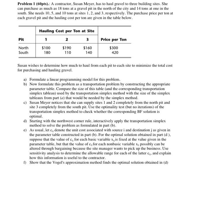 Problem 1 (60pts).: A contractor, Susan Meyer,