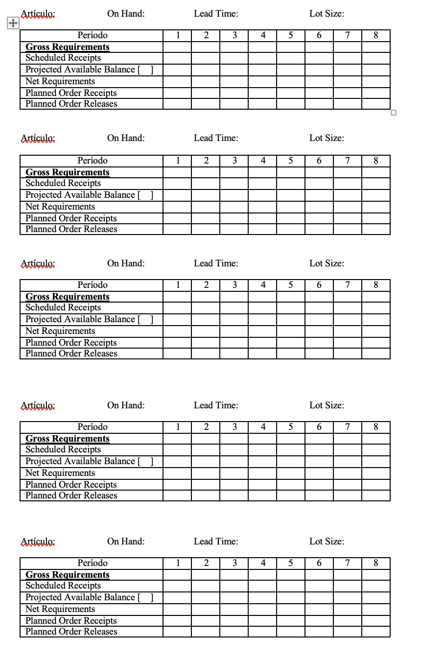 1. Using the following information, complete the