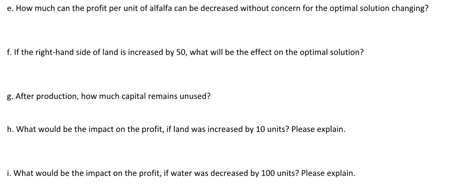 2) Use the sensitivity report below to answer the
