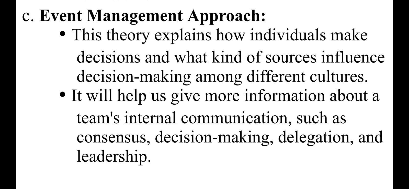 Write a paragraph about the event management