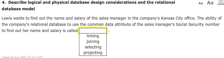 Aa Aa 4. Describe logical and physical database